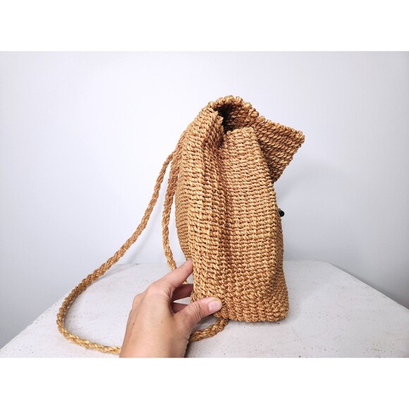 Vintage Straw Sisal Jute Bag - BIG Market Bag Top Handle or Shoulder/ Crossbody - Picture 4 of 10
